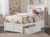 Longhe White Flat Panel Footboard and Two Urban Drawers Twin Bed