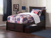 Longhe Espresso Flat Panel Footboard and Two Urban Drawers Twin XL Bed