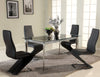 Black Dining Table Top Clear Glass 5pc Dining Room Set