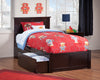 Kolindre Espresso Twin Bed with Flat Panel Foot Board and 2 Urban Drawers