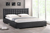 Banage Black Faux Leather Queen Bed with Upholstered Headboard