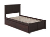 Kolindre Espresso Twin Bed with Flat Panel Foot Board and 2 Urban Drawers