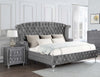Dhabdhabewadi Grey Velvet 2pc Bedroom Set with King Bed