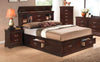 Ghungur Cappuccino Queen Bookcase 4pc Bedroom Set With Two Drawer Nightstand