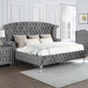 Dhabdhabewadi Grey Velvet 2pc Bedroom Set with King Bed
