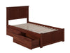 Kolindre Walnut Twin XL Bed with Flat Panel Foot Board and 2 Urban Drawers