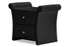 Jambhali Black PU Leather 2 Drawers Night Stand Bedside Table