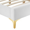 Koor White Velvet Full Bed Frame