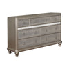 Ameni Metallic Platinum 7 Drawers Dresser and Mirror