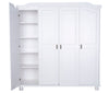 Panutre White 4 Door Wardrobe with 4 Small Shelf