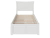 Longhe White Flat Panel Footboard and Two Urban Drawers Twin Bed