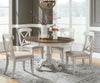 Kalambe Antique White Weathered Pine Round 5pc Dining Room Set