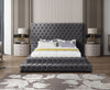 Ibrahimpur Grey Velvet Queen Bed